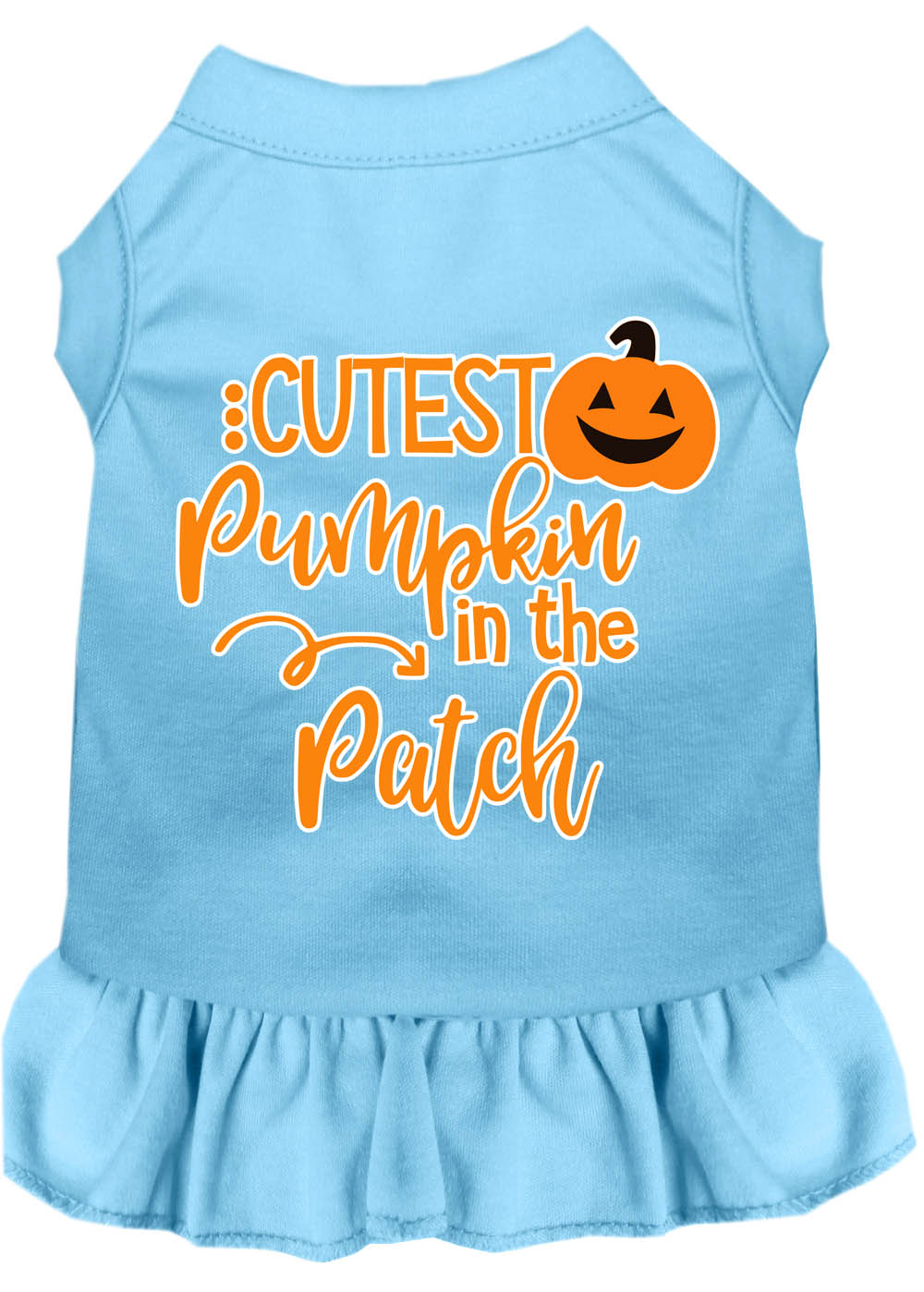 Cutest Pumpkin in the Patch Screen Print Dog Dress Baby Blue XXL